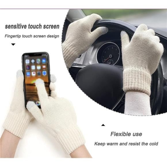 Women\'s Winter Beanie Hat and Gloves Set Soft Knit Warm main image 5